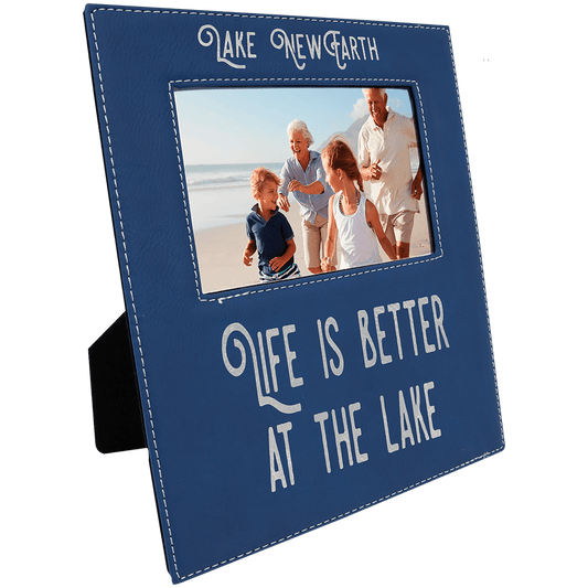 4" x 6" Blue/Silver Leatherette Photo Frame with 4 1/4" x 7 7/8" Engraving Area (Sold by Case of 12)