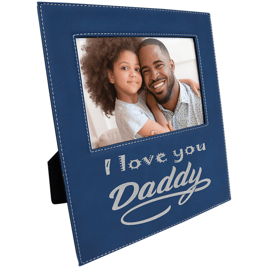 5" x 7" Blue/Silver Leatherette Photo Frame with 4 1/2" x 9 Engraving Area (Sold by Case of 12)