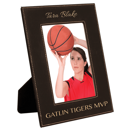 5" x 7" Black/Gold Laserable Leatherette Photo Frame (Sold by Case of 12)