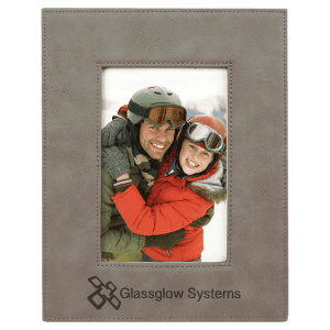 4" x 6" Gray Laserable Leatherette Photo Frame (Sold by Case of 12)