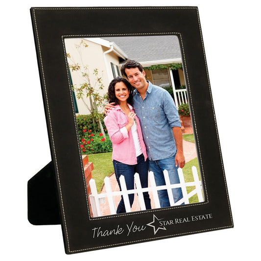 8" x 10" Black/Silver Laserable Leatherette Photo Frame (Sold by Case of 6)