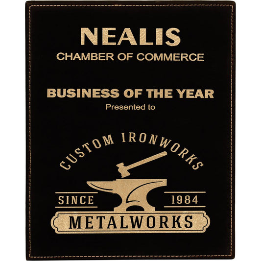 10 1/2" x 13" Black/Gold Laserable Leatherette Plaque (Sold by Case of 6)