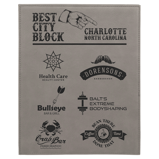 8" x 10" Gray Laserable Leatherette Plaque (Sold by Case of 6)