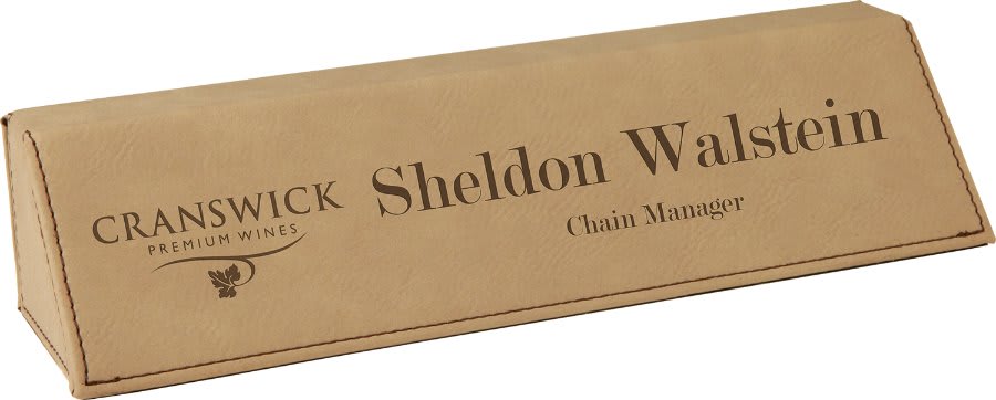 8 1/2" Light Brown Laserable Leatherette Desk Wedge (Sold by Case of 6)