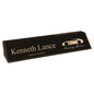 10 1/2" Black/Gold Laserable Leatherette Desk Wedge with Business Card Holder (Sold by Case of 6)