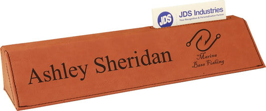 10 1/2" Rawhide Laserable Leatherette Desk Wedge with Business Card Holder (Sold by Case of 6)
