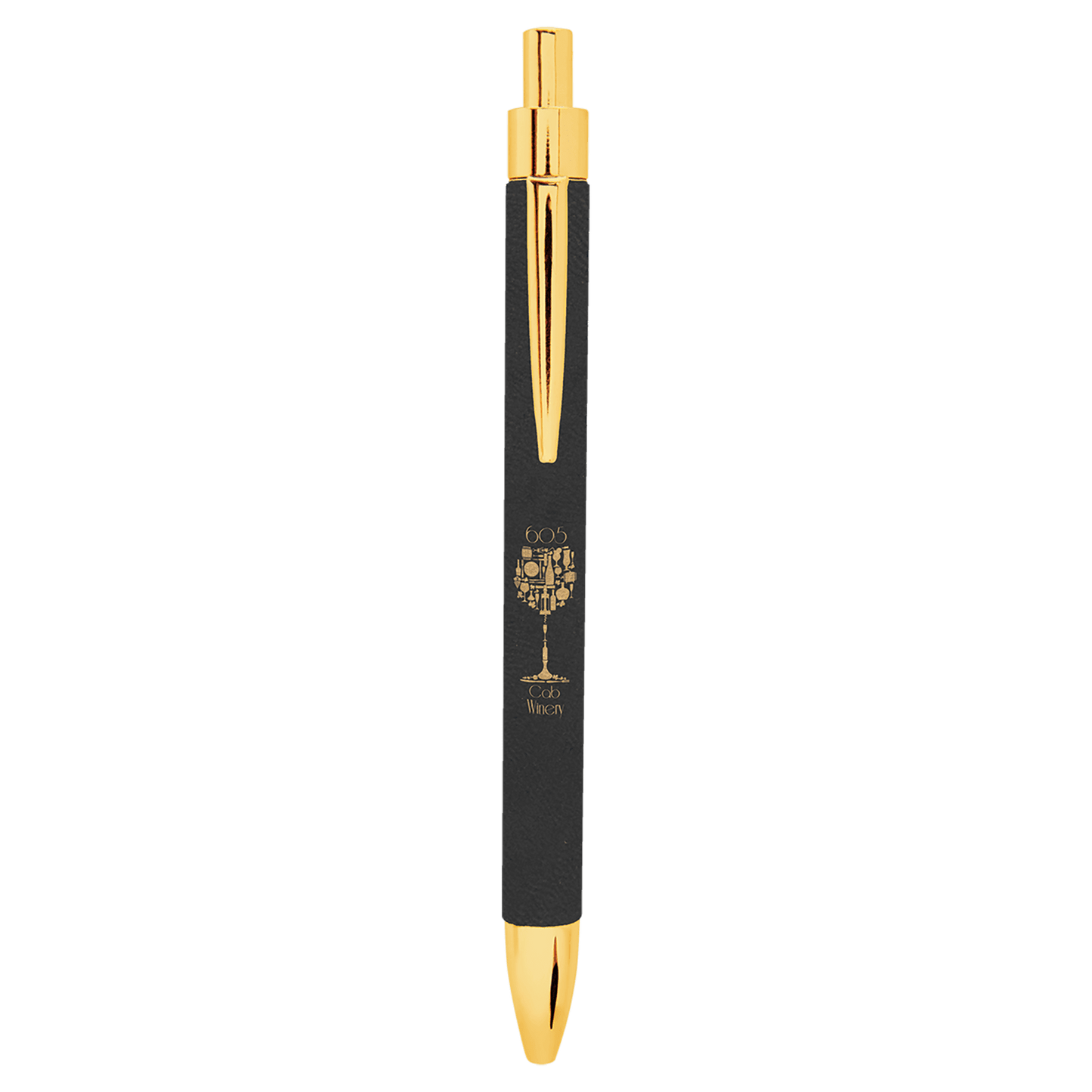Black/Gold Laserable Leatherette Pen (Sold by Case of 25)