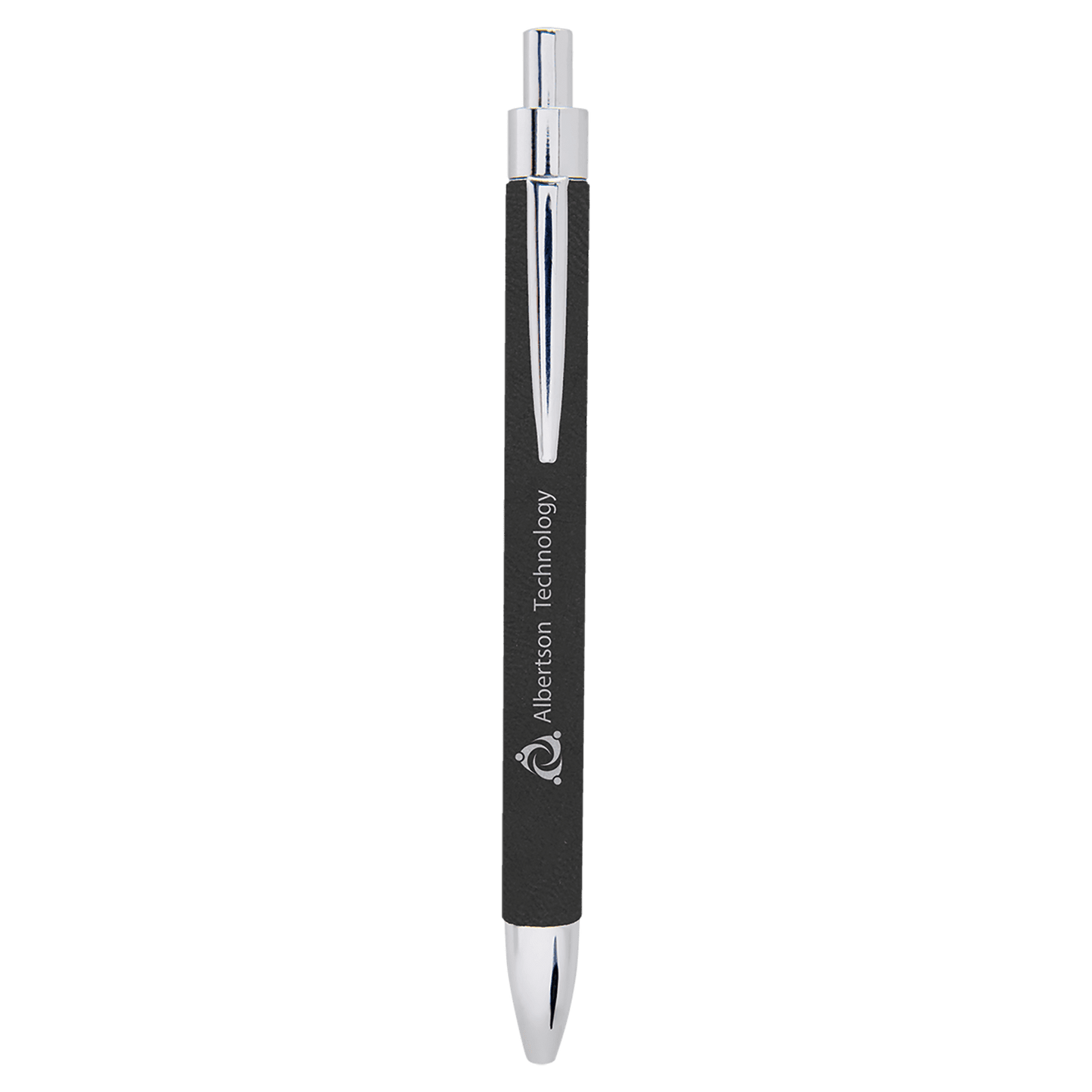 Black/Silver Laserable Leatherette Pen (Sold by Case of 25)