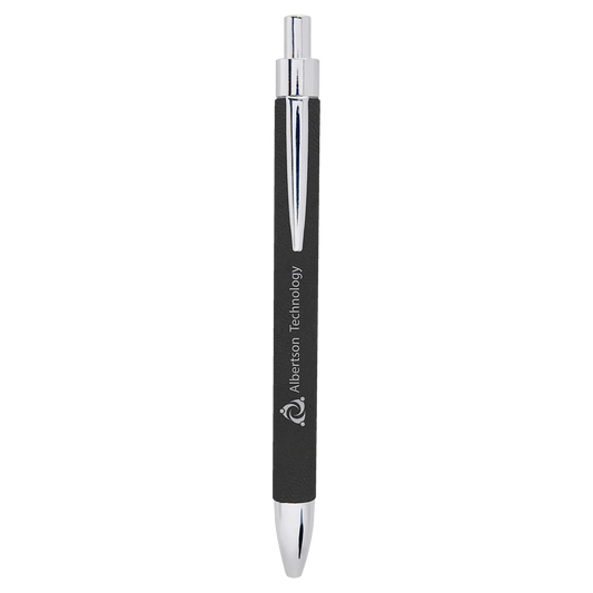 Black/Silver Laserable Leatherette Pen (Sold by Case of 25)