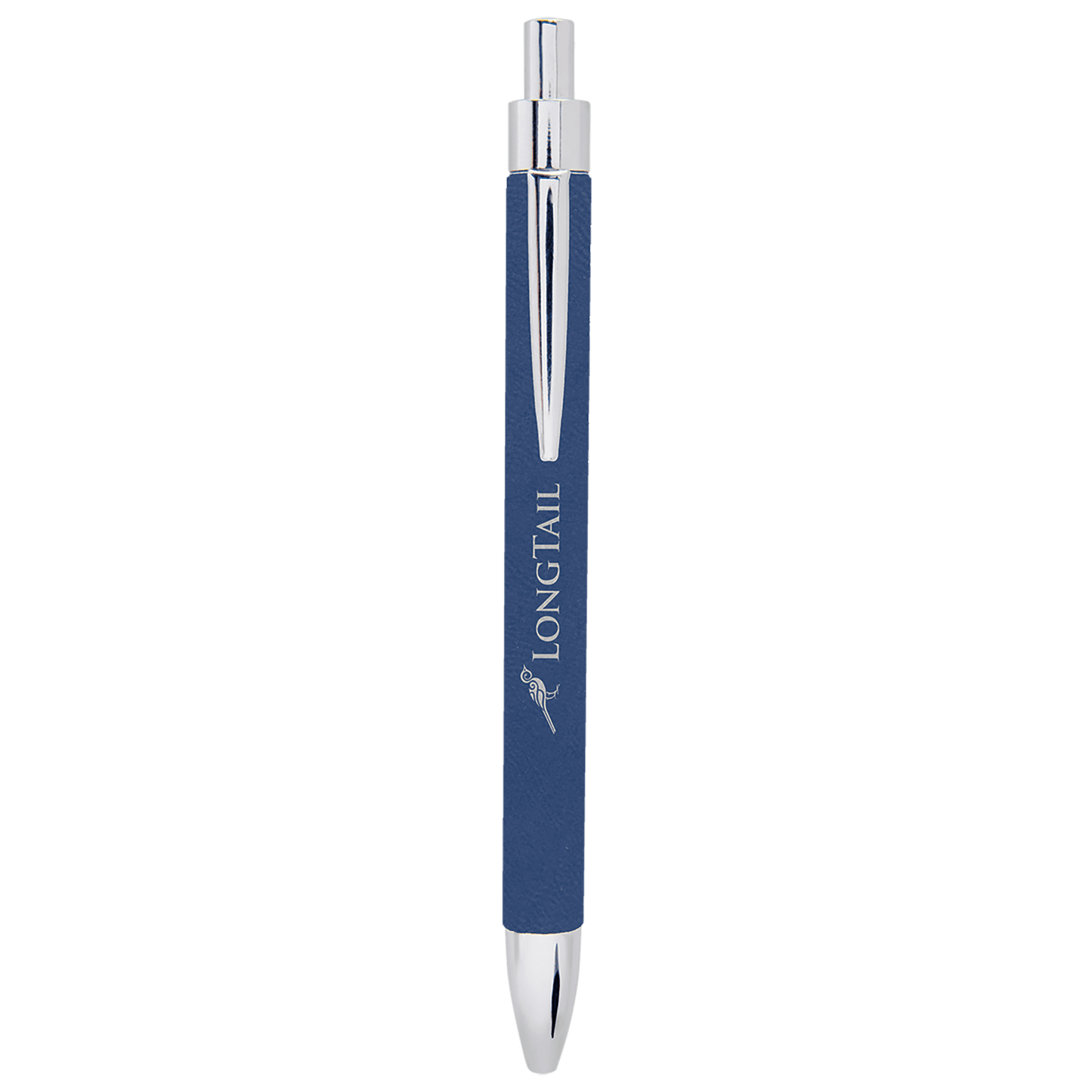 Blue/Silver Laserable Leatherette Pen (Sold by Case of 25)