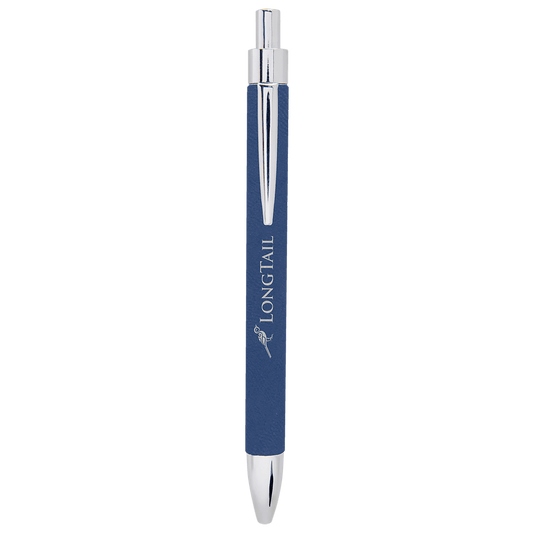 Blue/Silver Laserable Leatherette Pen (Sold by Case of 25)