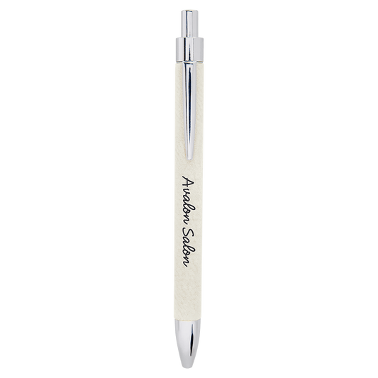 White Laserable Leatherette Pen (Sold by Case of 25)