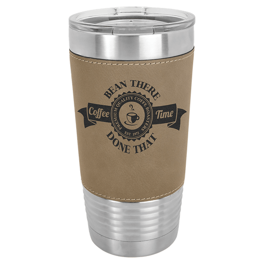 Polar Camel 20 oz. Light Brown Laserable Leatherette Tumbler with Clear Lid (Sold by Case of 24)