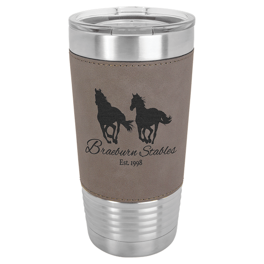 Polar Camel 20 oz. Gray Laserable Leatherette Tumbler with Clear Lid (Sold by Case of 24)