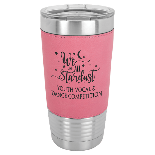 Polar Camel 20 oz. Pink Laserable Leatherette Tumbler with Clear Lid (Sold by Case of 24)
