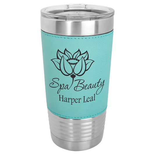 Polar Camel 20 oz. Teal Laserable Leatherette Tumbler with Clear Lid (Sold by Case of 24)