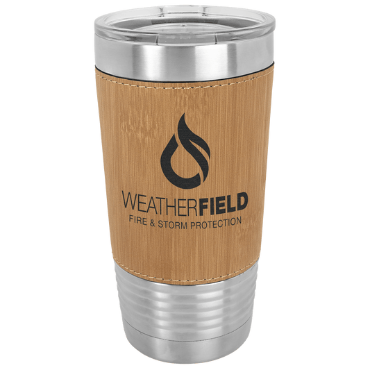 Polar Camel 20 oz. Bamboo Laserable Leatherette Polar Camel Tumbler with Clear Lid (Sold by Case of 24)