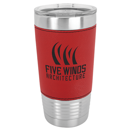 Polar Camel 20 oz. Red Laserable Leatherette Tumbler with Clear Lid (Sold by Case of 24)