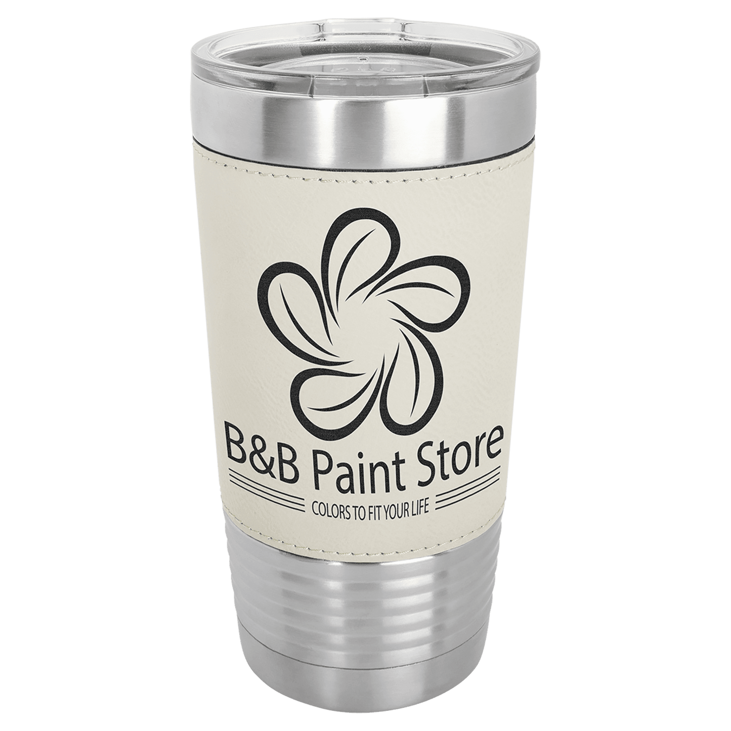 Polar Camel 20 oz. White/Black Laserable Leatherette Tumbler with Clear Lid (Sold by Case of 24)