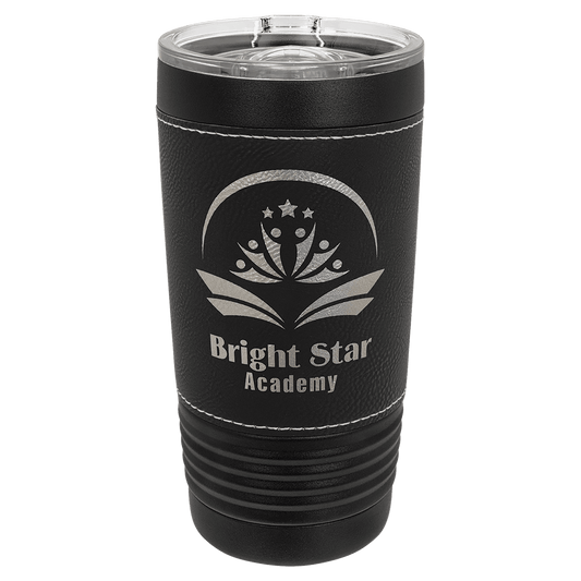 Polar Camel 20 oz. Black with Black/Silver Leatherette Tumbler with Slider Lid (Sold by Case of 24)