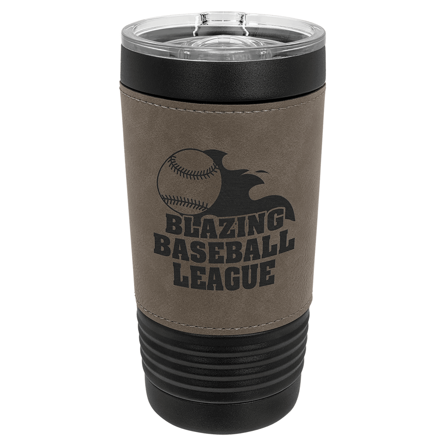 Polar Camel 20 oz. Black with Gray Leatherette Tumbler with Slider Lid (Sold by Case of 24)