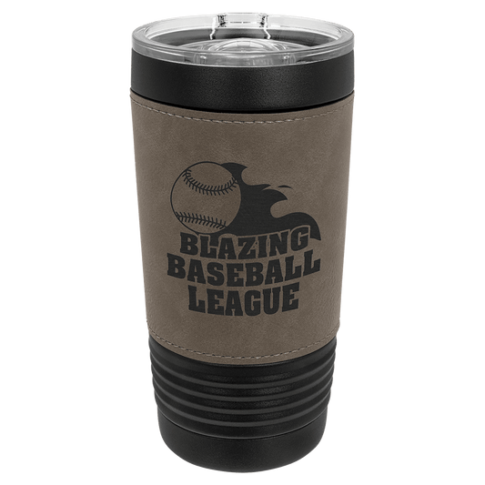 Polar Camel 20 oz. Black with Gray Leatherette Tumbler with Slider Lid (Sold by Case of 24)