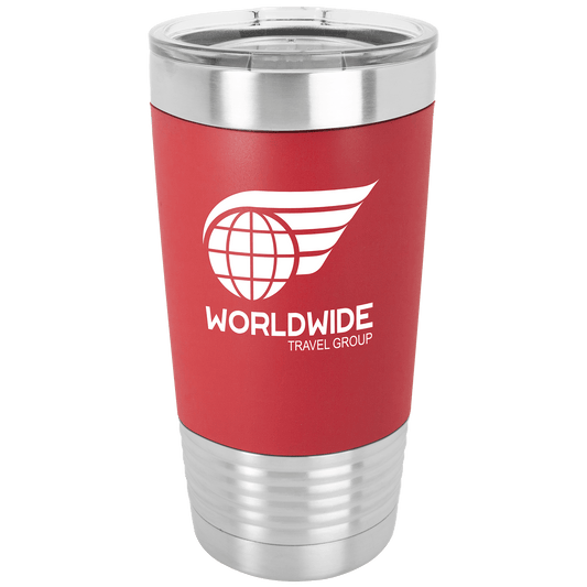Polar Camel 20 oz. Red/White Tumbler with Silicone Grip and Clear Lid (Sold by Case of 24)