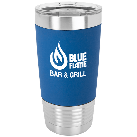 Polar Camel 20 oz. Blue/White Tumbler with Silicone Grip and Clear Lid (Sold by Case of 24)