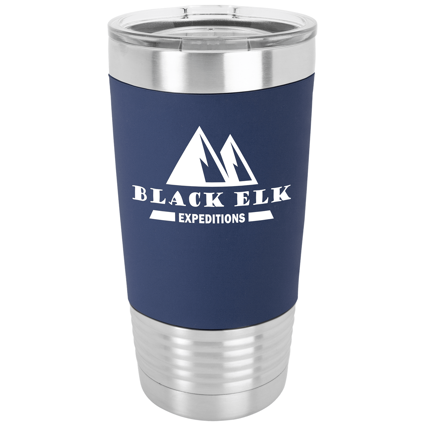 Polar Camel 20 oz. Navy Blue/White Tumbler with Silicone Grip and Clear Lid (Sold by Case of 24)