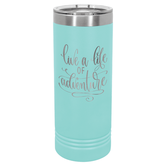 Polar Camel 22 oz. Teal Blue Skinny Tumbler with Slider Lid (Sold by Case of 24)