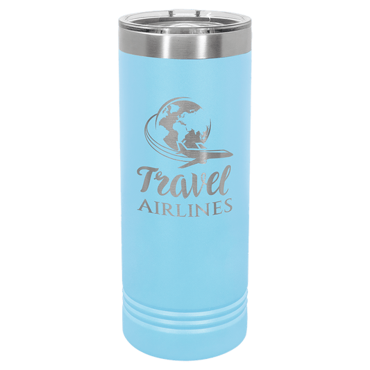 Polar Camel 22 oz. Light Blue Skinny Tumbler with Slider Lid (Sold by Case of 24)