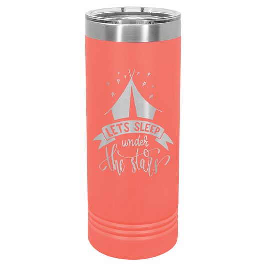 Polar Camel 22 oz. Coral Skinny Tumbler with Slider Lid (Sold by Case of 24)