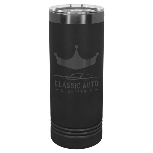 Polar Camel 22 oz. Black/Ghost Black ION-Plated Skinny Tumbler with Slider Lid (Sold by Case of 24)