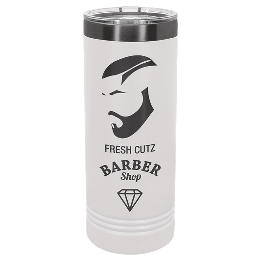 Polar Camel 22 oz. White/Ghost Black ION-Plated Skinny Tumbler with Slider Lid (Sold by Case of 24)
