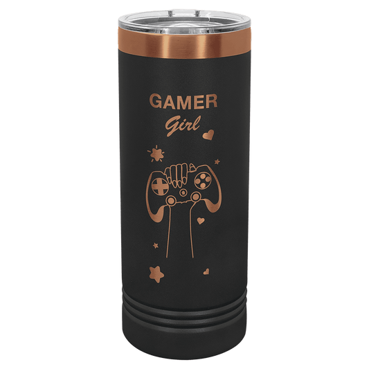 Polar Camel 22 oz. Black/Rose Gold ION-Plated Skinny Tumbler with Slider Lid (Sold by Case of 24)