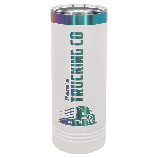 Polar Camel 22 oz. White/Prism ION-Plated Skinny Tumbler with Slider Lid (Sold by Case of 24)