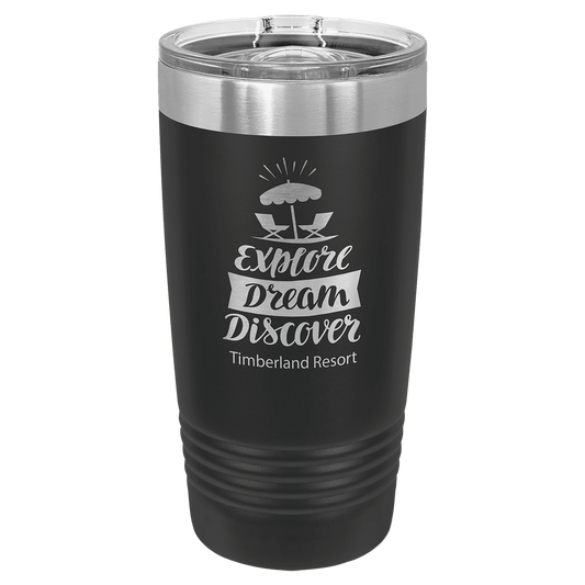 Polar Camel 20 oz. Black Ringneck Insulated Tumbler with Slider Lid and Silver Ring (Sold by Case of 24)