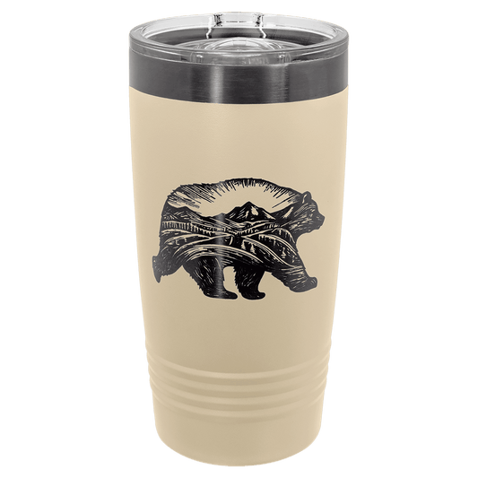 Polar Camel 20 oz. Warm Sand/Ghost Black ION-Plated Ringneck Tumbler with Slider Lid (Sold by Case of 24)