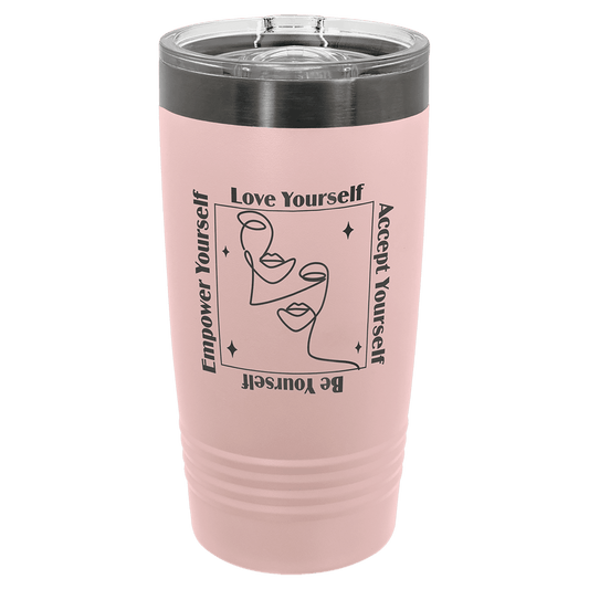 Polar Camel 20 oz. Blush/Ghost Black ION-Plated Ringneck Tumbler with Slider Lid (Sold by Case of 24)