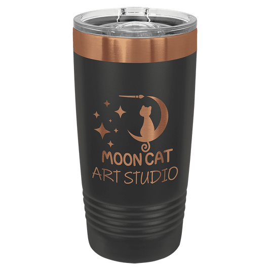 Polar Camel 20 oz. Black/Rose Gold ION-Plated Ringneck Tumbler with Slider Lid (Sold by Case of 24)