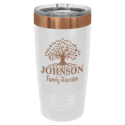 Polar Camel 20 oz. White/Rose Gold ION-Plated Ringneck Tumbler with Slider Lid (Sold by Case of 24)