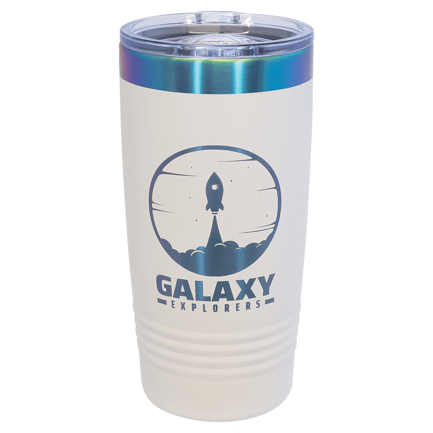 Polar Camel 20 oz. White/Prism ION-Plated Ringneck Tumbler with Slider Lid (Sold by Case of 24)