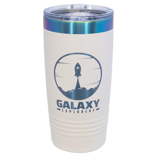 Polar Camel 20 oz. White/Prism ION-Plated Ringneck Tumbler with Slider Lid (Sold by Case of 24)