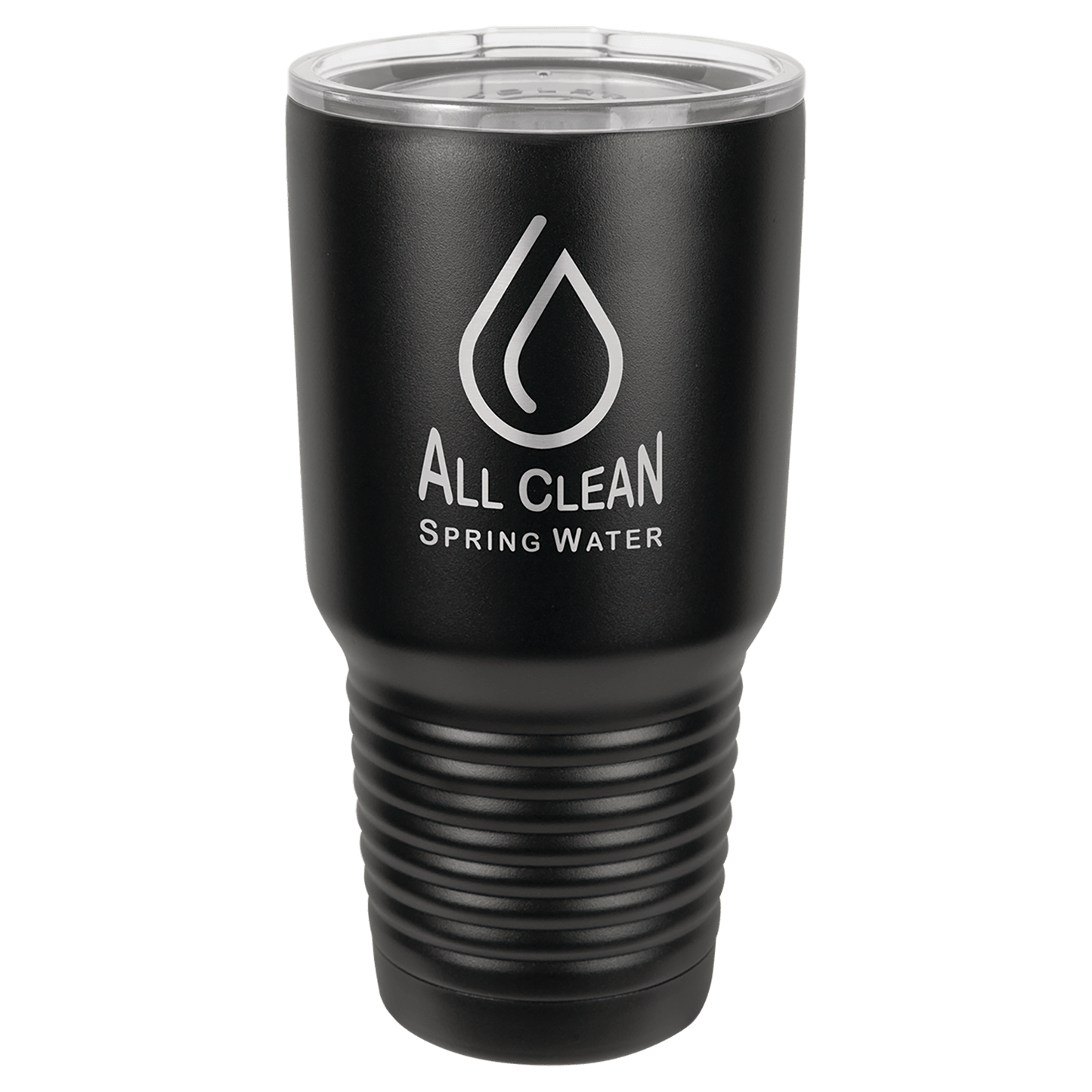 Polar Camel 30 oz. Black Vacuum Insulated Ringneck Tumbler with Clear Lid (Sold by Case of 24)