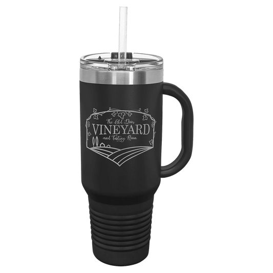Polar Camel 40 oz. Black Travel Mug with Handle, Straw Included (Sold by Case of 12)