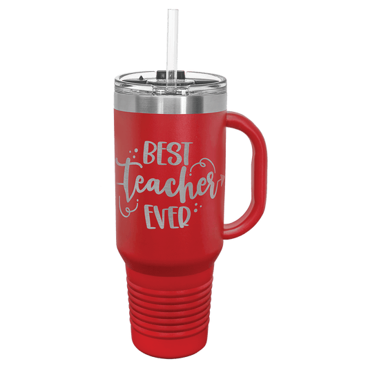 Polar Camel 40 oz. Red Travel Mug with Handle, Straw Included (Sold by Case of 12)