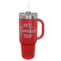 Polar Camel 40 oz. Red Travel Mug with Handle, Straw Included (Sold by Case of 12)