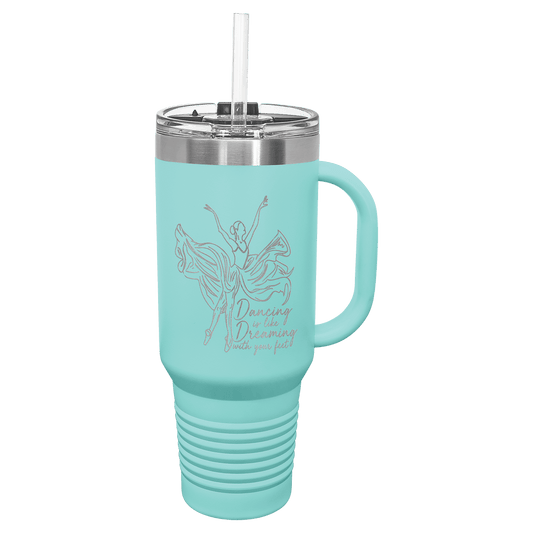 Polar Camel 40 oz. Teal Travel Mug with Handle, Straw Included (Sold by Case of 12)