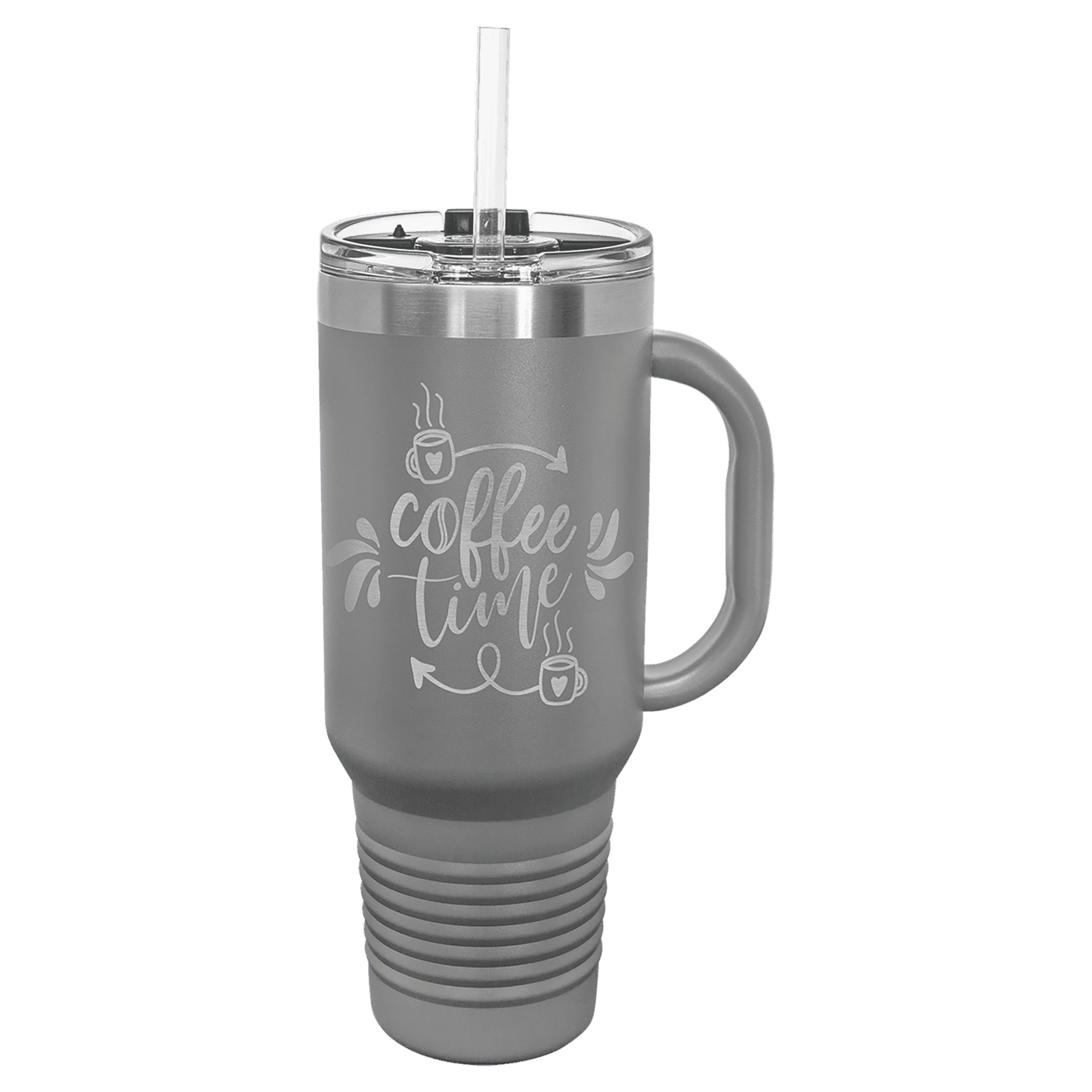 Polar Camel 40 oz. Dark Gray Travel Mug with Handle, Straw Included (Sold by Case of 12)