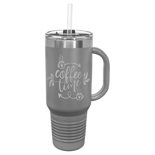 Polar Camel 40 oz. Dark Gray Travel Mug with Handle, Straw Included (Sold by Case of 12)